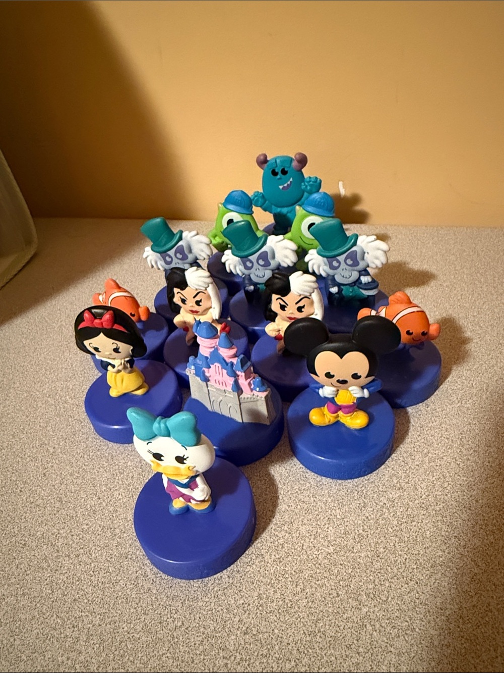 McDonald's Disney Mini Character Figures on Bright Blue Bases